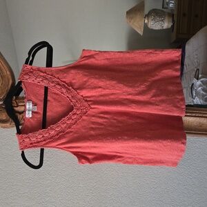 Knox Rose Coral Tank Top with Lace Detail